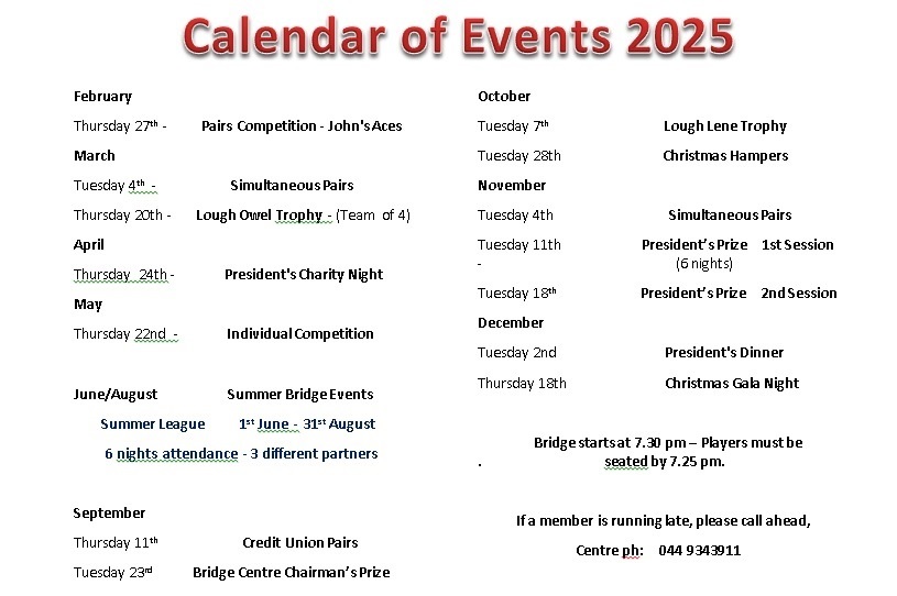 BBC Events Cal 2025